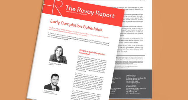 Latest Revay Report – Early Completion Schedules