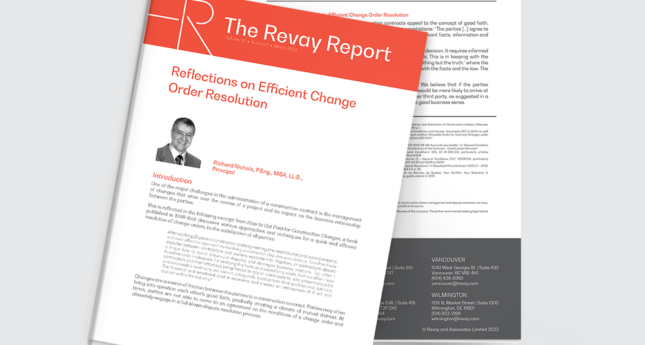 Revay Report – Reflections on Efficient Change Order Resolution