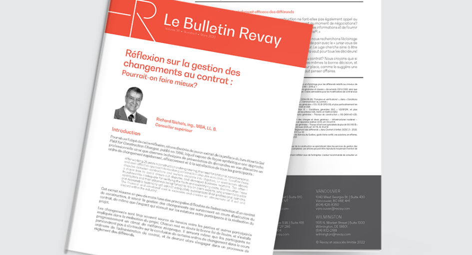 Réflexion sur la gestion des changements au contrat : Pourrait-on faire mieux?