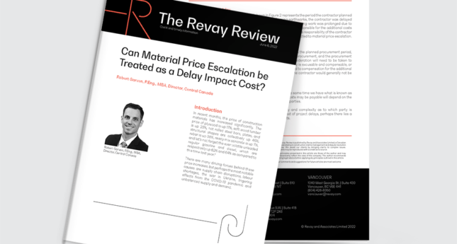 Can Material Price Escalation be Treated as a Delay Impact Cost?