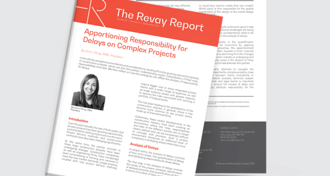 Latest Revay Report – Apportioning Responsibility for  Delays on Complex Projects