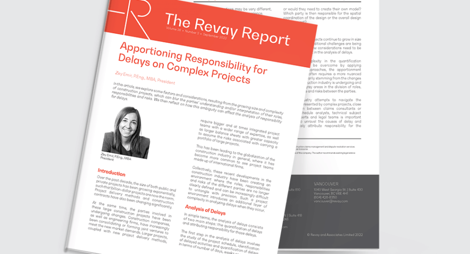 Latest Revay Report – Apportioning Responsibility for  Delays on Complex Projects