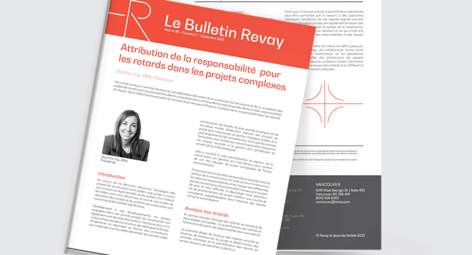 Nouveau Bulletin Revay – Attribution de la responsabilité pour les retards dans les projets complexes