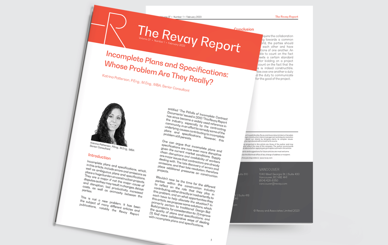 Latest Revay Report – Incomplete Plans and Specifications: Whose Problem Are They Really?