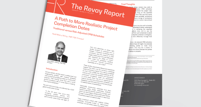 New Revay Report – A Path to More Realstic Project Completion Dates