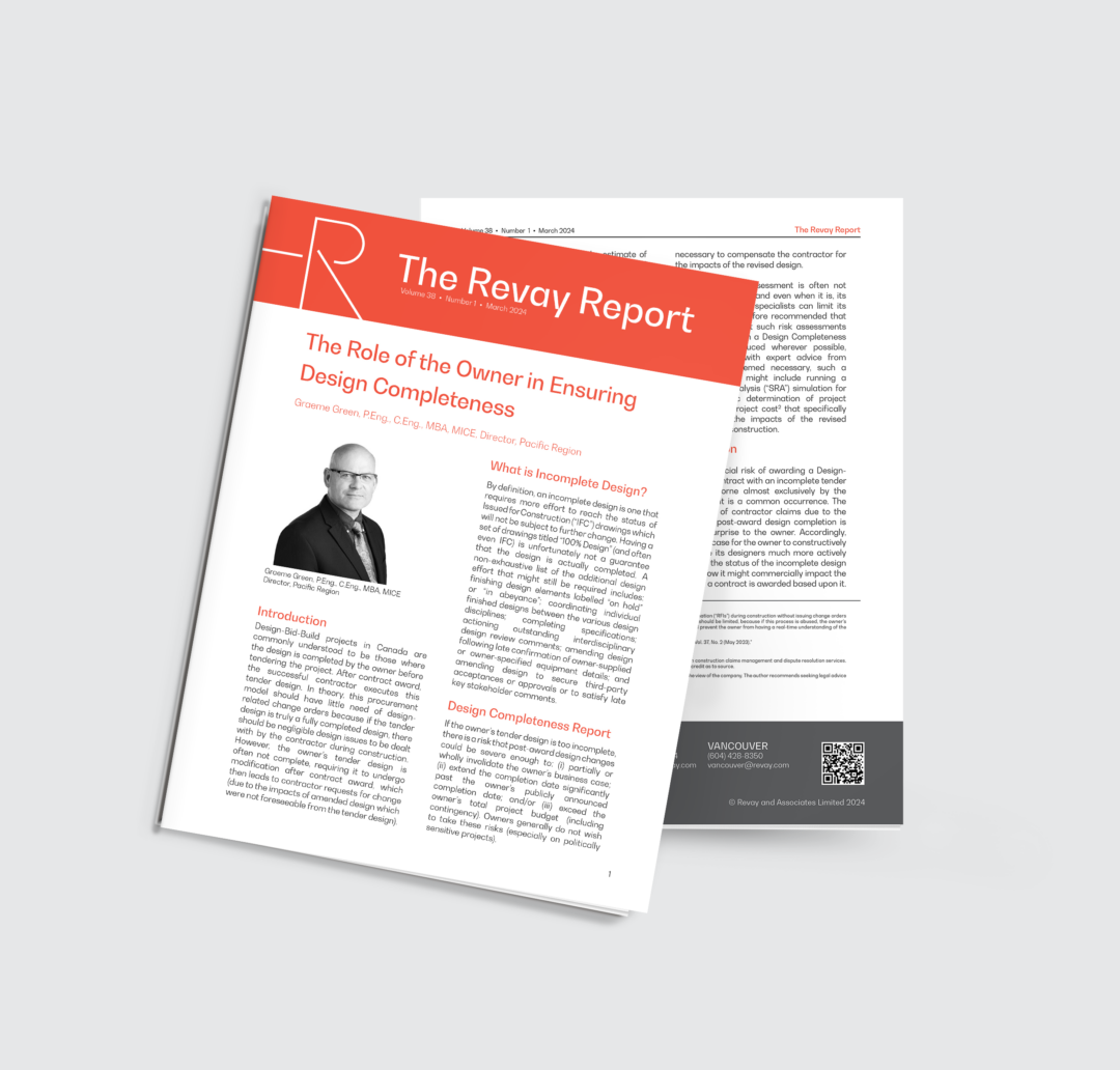 New Revay Report – The Role of the Owner in Ensuring Design Completeness