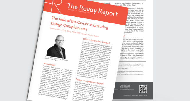 New Revay Report – The Role of the Owner in Ensuring Design Completeness